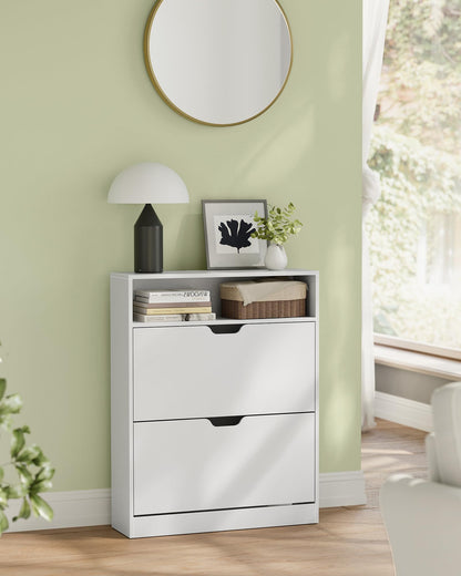 VASAGLE LBC048W01 Schuhschrank - 2 Klappen, wolkenweiss