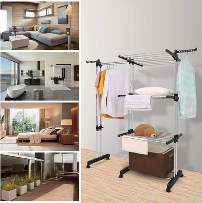 johgee Turm-Wäscheständer ausziehbar klappbar 3 Ebenen