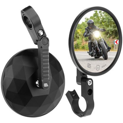 KEMIMOTO Motorradspiegel E57 geprüft, Lenkerendenspiegel rund, 2 Stück