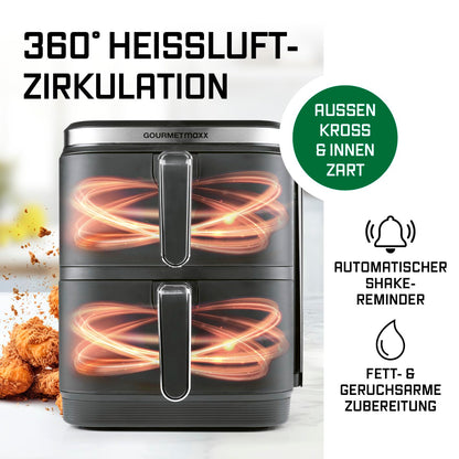 GOURMETmaxx FryUp Vertikaler Airfryer 2 Kammern 10L