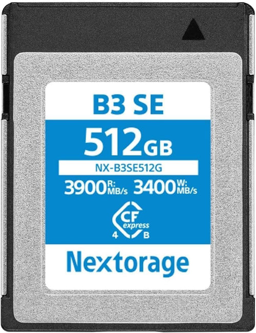 Nextorage B3SE CFexpress 4.0 Typ B Karte - 512GB, rechteckig, schwarz. Schneller Datenspeicher für professionelle Kameras mit hoher Bandbreite.
