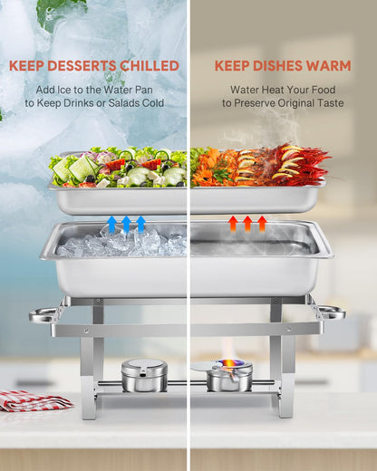 Wilprep Chafing Dish 2er-Set Edelstahl Speisenwärmer je 9 L GN 1/2