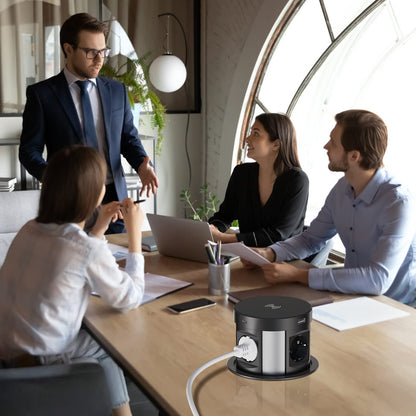 SmartDesk Versenkbare Tischsteckdose 4-fach USB-C/A Qi Schwarz