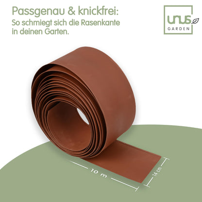 UNUS Rasenkante Metall 10 m, Beeteinfassung in Rostoptik, 14 cm hoch