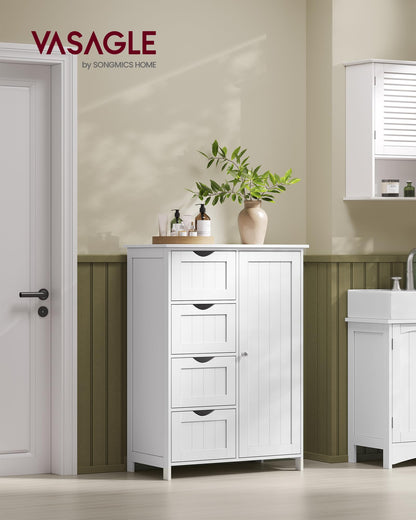 VASAGLE Badezimmerschrank Kommode - 4 Schubladen wolkenweiss LHC042W01