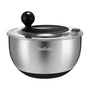 SveBake Salatschleuder Edelstahl 5L mit Stopptaste und Abflussloch, transparenter Deckel, Silikonunterseite