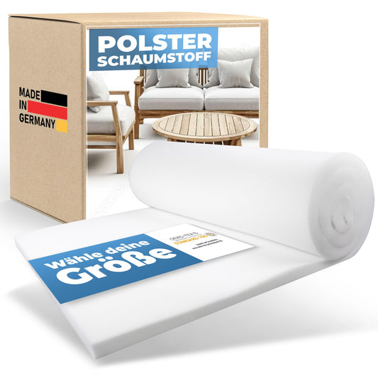 saarschaum Polster Schaumstoff RG 35/55 - 200x50x6 cm mittelfest. Rechteckiger Block für strapazierfähige Polsterungen.