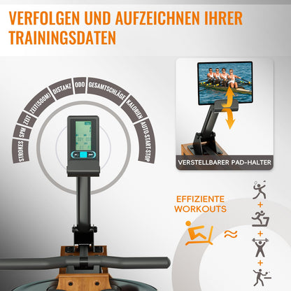 Advamsoler Wasserrudergerät Heimtrainer – Faltbar Massivholz