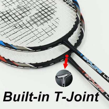 Senston Badmintonschläger-Set Graphit mit 2 Federbällen und Tasche