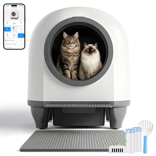 Devoko Selbstreinigendes Katzenklo 90L mit App-Steuerung, Katzentoilette mit niedrigem Einstieg und Katzenmatte