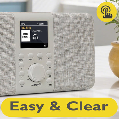 MangoKit MD5 Stereo DAB+ Radio mit Bluetooth, Farbdisplay, Walnuss