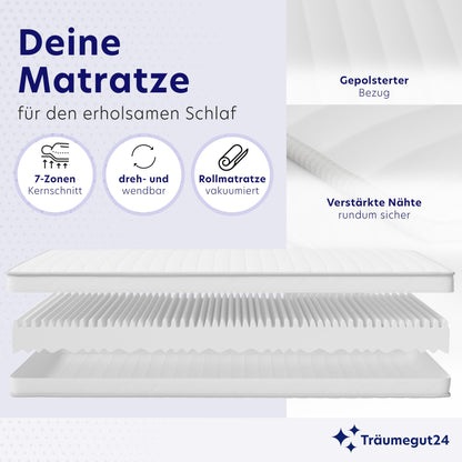 Träumegut24 AquaFlex 7-Zonen Kaltschaummatratze - 140x200 H2/H3
