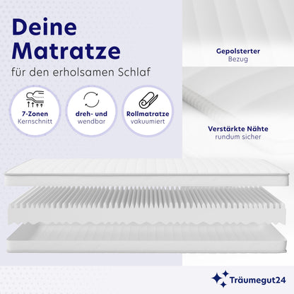 Träumegut24 AquaFlex 7-Zonen Kaltschaummatratze 160x200 cm H2&H3