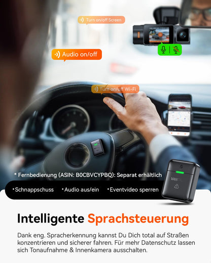 VANTRUE N2X Dual Dashcam Auto vorne innen, 2.7K+1080P HDR, GPS, WiFi