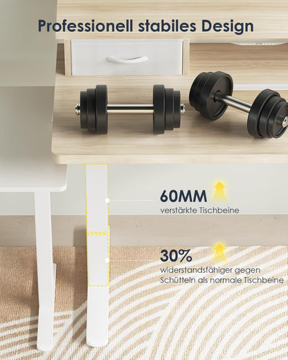 OffiGo Elektr. Steh-Sitz Schreibtisch 120x60cm Maple USB Schublade