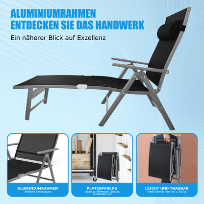 AMHANCIBLE Sonnenliege klappbar Gartenliege verstellbar EGL01BK
