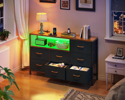 Coleshome Kommode mit 7 Schubladen & LED - Retro Farbe