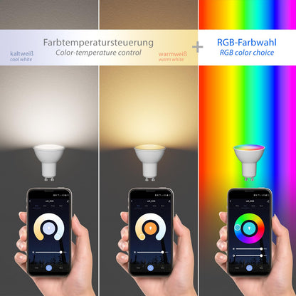 ledscom.de GU10 LED RGBWW Smart Home WLAN Leuchtmittel 10er Set