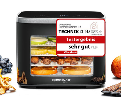 Rommelsbacher Dörrautomat DA 450 mit 5 Edelstahl-Dörrtabletts, Cool-Touch-Gehäuse