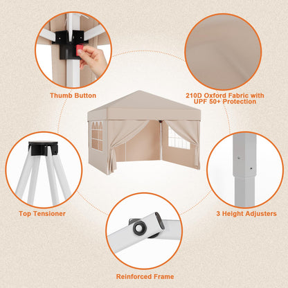 JUMMICO Faltpavillon 3x3 Meter Gartenpavillon – Beige