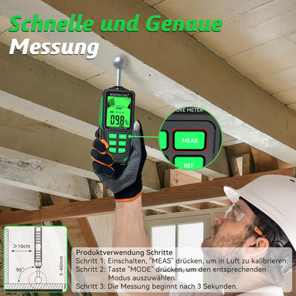 RDINSCOS Feuchtigkeitsmessgerät Wand Farbdisplay wiederaufladbar