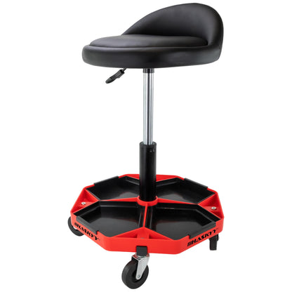 HASKYY Werkstatthocker Rollhocker – Rückenlehne, höhenverstellbar