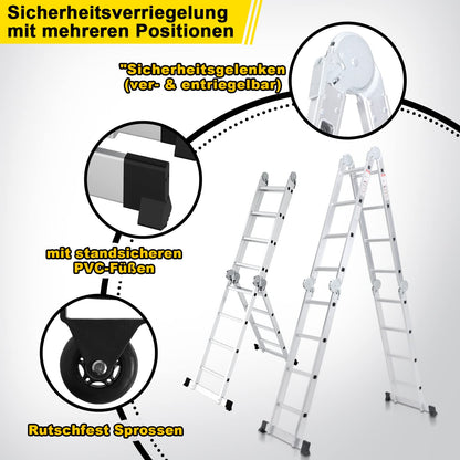 Joparri Mehrzweckleiter 582 cm Aluminium 7-in-1 bis 150 kg