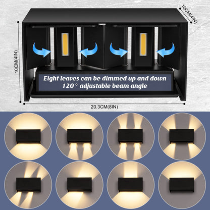 Cwycfw 24W LED Wandleuchte Aussen/Innen – Schwarz Warmweiss 2er Set