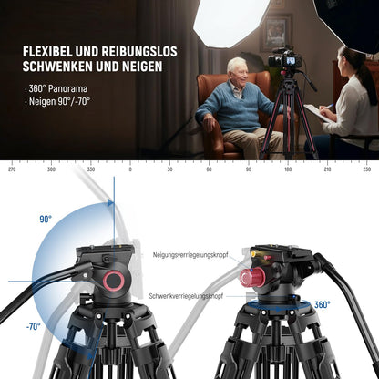 NEEWER LL38 Videostativ mit Fluidkopf 2m - für DSLR Kameras