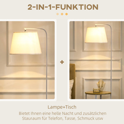 HOMCOM Stehleuchte mit 2 Ablagen - Metall Weiss 162 cm