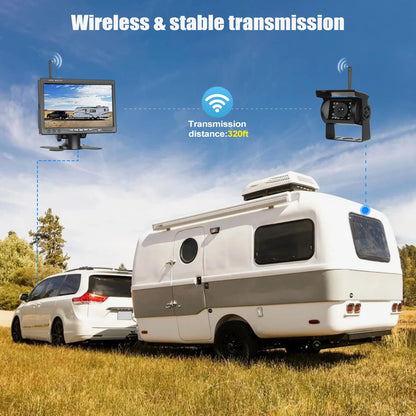 CAMECHO Rückfahrkamera System – Kabellos 7" HD Monitor IP68