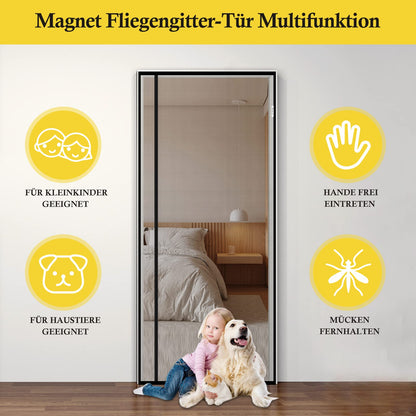 fowong Magnet Fliegengitter Balkontür 100x210 cm mit Seitenöffnung