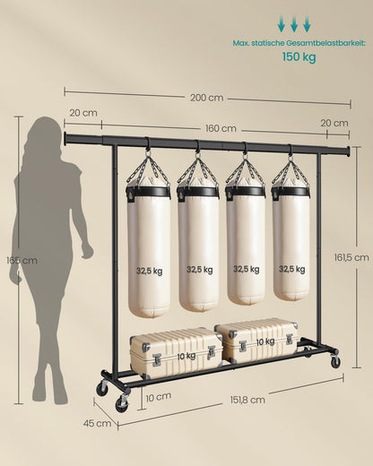 SONGMICS Schwerlast Kleiderständer auf Rollen - Schwarz HSR175B01