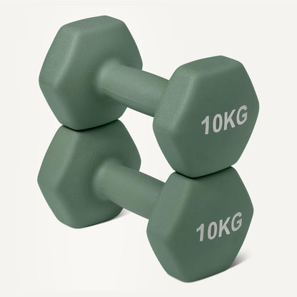 Amazon Basics Hantel-Set, Neopren-Kurzhanteln, 10 kg, Olivgrün
