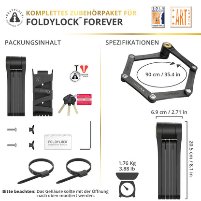 FoldyLock Forever Faltschloss mit Schlüssel – Sold Secure Gold 90 cm