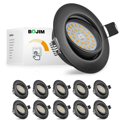 Bojim LED Spot Dimmbar Schwarz Warmweiss 5.5W - 68-80mm, 10er Set