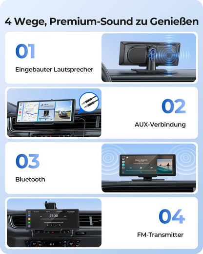 Krunia T93 kabelloses CarPlay Display 9,26 Zoll mit 4K Dual-Dashcam
