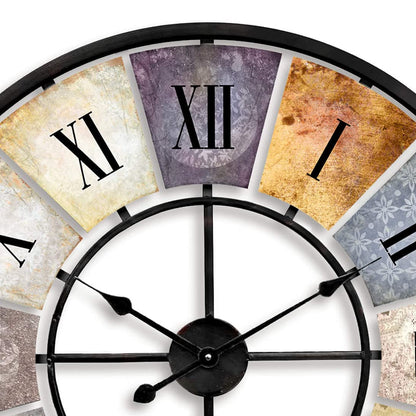 Vintage Wanduhr XXL retro Metall – Shabby Chic Ø 80cm, bunt