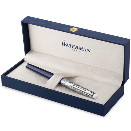 Waterman Hémisphère Füllfederhalter Metall Blau – Ziseliert M-Feder. Zum präzisen Schreiben mit Tinte.