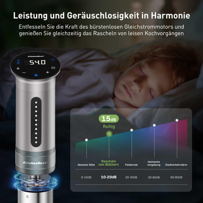KitchenBoss Sous Vide Präzisionskocher - 1100W WLAN App-Steuerung