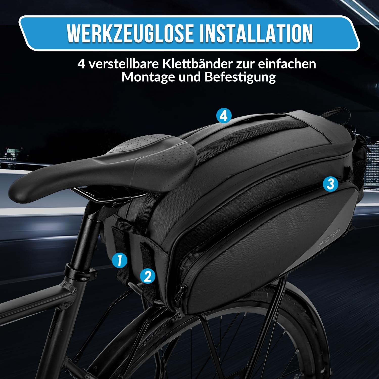 Eyein Fahrradtasche Gepäckträger 12L wasserdicht mit Schultergurt