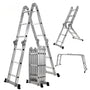 CRAFTFULL CF-104A Aluminium Mehrzweckleiter - 4x3 Sprossen. Silberne Gelenkleiter, flexibel als Steh-, Anlege- oder Arbeitsbühnenleiter nutzbar.