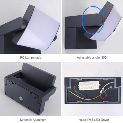 Klighten 24W LED Aussenleuchte Wand schwenkbar - Anthrazit