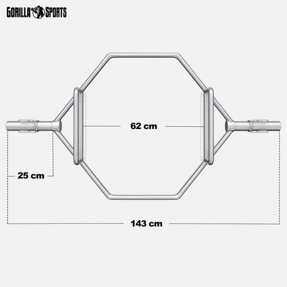 GORILLA SPORTS® Hexagon Trap Bar Olympia - 50 mm verchromt