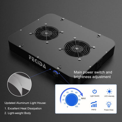 FECiDA 260W LED Pflanzenlampe Dimmbar Vollspektrum 90x90cm