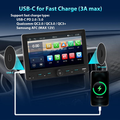 Alondy Autoradio 1 Din mit 7 Zoll Touchscreen, CarPlay & Android Auto