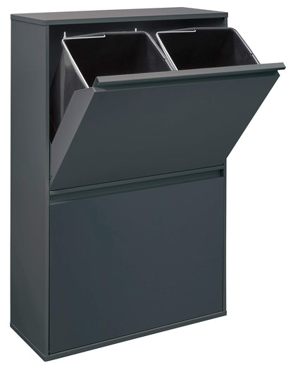 ARREGUI Basic CR604-B Mülltrennsystem 4 Fächer anthrazit. Anthrazitfarbenes System mit 4 Fächern zur Abfalltrennung in Haushalten oder Büros.