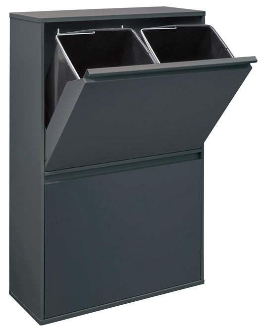 ARREGUI Basic CR604-B Mülltrennsystem 4 Fächer anthrazit. Anthrazitfarbenes System mit 4 Fächern zur Abfalltrennung in Haushalten oder Büros.