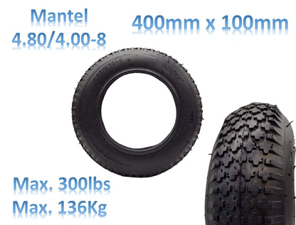 HMH Schubkarrenreifen Set 4.80/4.00-8, Mantel + Schlauch, 4 Stück
