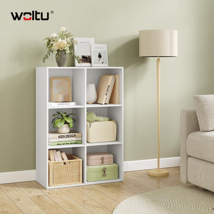 WOLTU Bücherregal mit 6 Würfeln, Standregal weiss, 60 x 89 x 30 cm